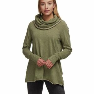 Free People Beach Olive Green Cotton Cocoon Cowl Neck Sweater One Size